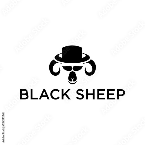 Anonymous Logo Design with Black Sheep Vector Illustration
