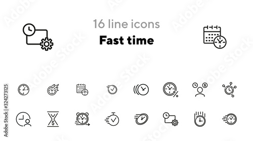 Fast time line icon set. Clock, watch, timer, motion. Timing concept. Can be used for topics like time management, schedule, deadline
