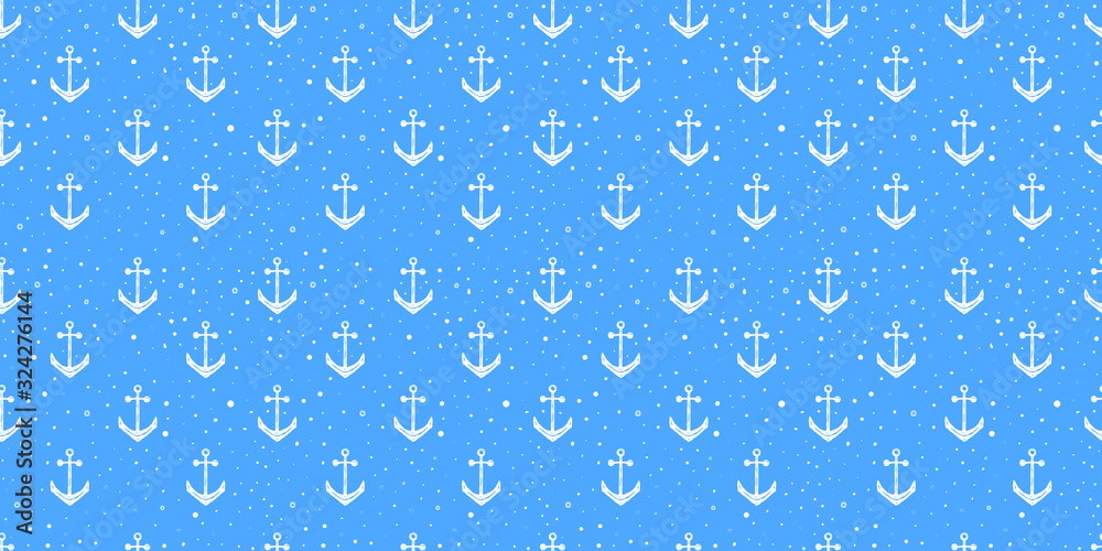 seamless pattern doodle illustration of sea anchor