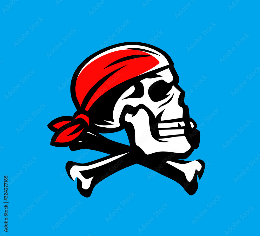 Skull and crossbones vector. Jolly Roger, pirate symbol or mascot Stock ...