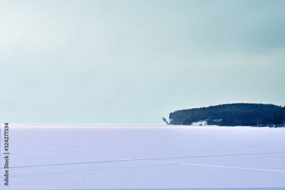 landscape of the frozen Volga river landscape of the frozen Volga river