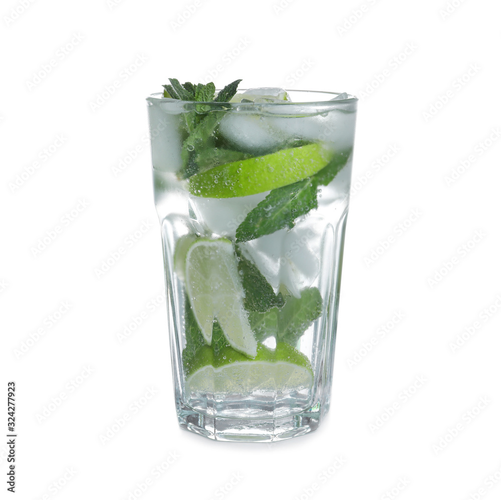 Fresh alcoholic Mojito cocktail isolated on white Fresh alcoholic Mojito cocktail isolated on white