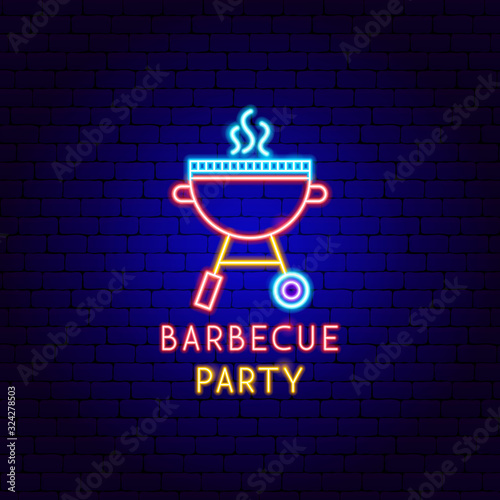 Barbecue Party Neon Label