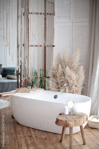 Canvastavla Adorable shabby chic bathroom interior in bright colors