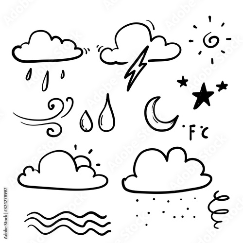 hand drawn doodle weather element illustration cartoon style