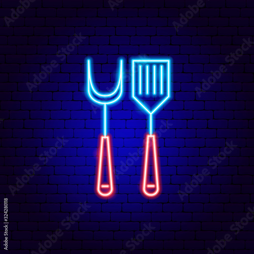 Barbecue Fork Spatula Neon Sign