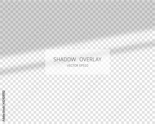 Shadow overlay effect. Natural shadows isolated on transparent background. Vector soft shadow and light overlay effect. 