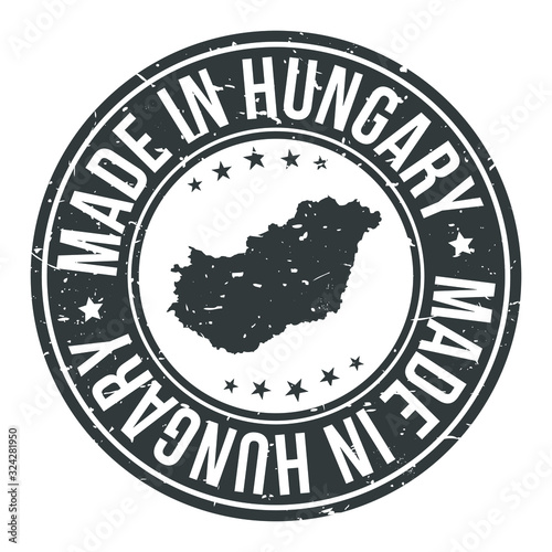 Made in Hungary Map. Quality Original Stamp Design Vector Art.