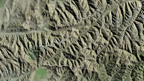 Panjshir, Afghanistan - outlined. Satellite photo