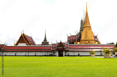 Bangkok,THAILAND - DEC 1 : 2019. View of the Temple of Emerald Buddha and Golden Stupa at the Emerald Buddha (Wat Phra Kaew) © SURASIT