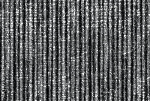 Distressed overlay texture of weaving fabric, cloth knitted. Vector illustration. Grunge black and white abstract monochrome background.