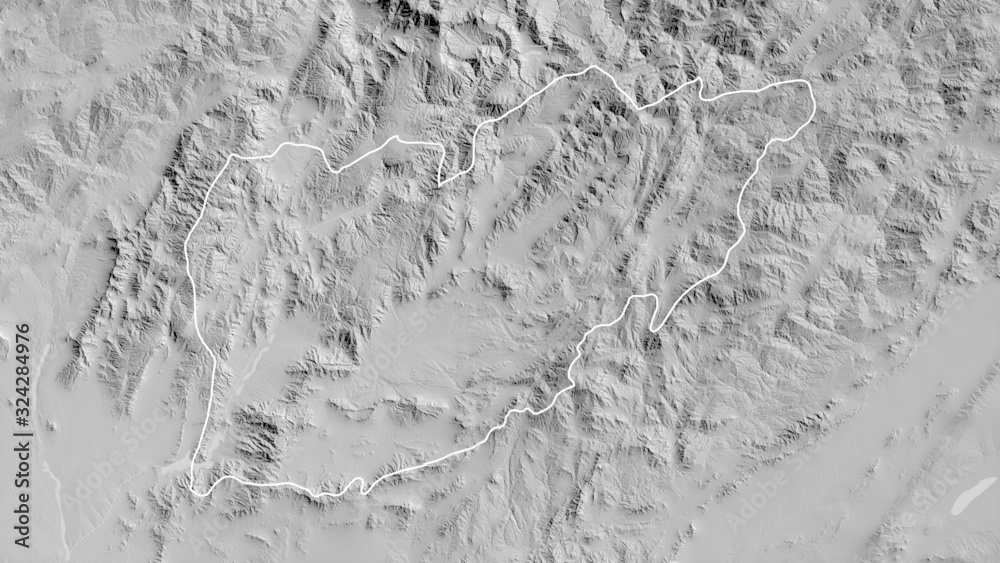 Urozgan, Afghanistan - outlined. Grayscale