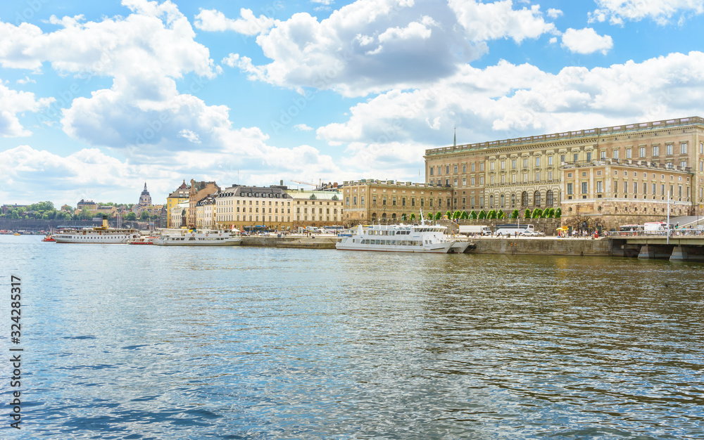 Stadtansicht mit Schloss von Stockholm
