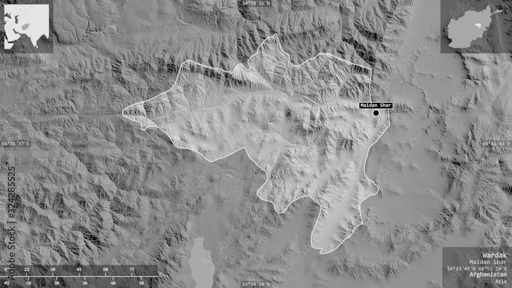 Wardak, Afghanistan - composition. Grayscale Wardak, Afghanistan - composition. Grayscale