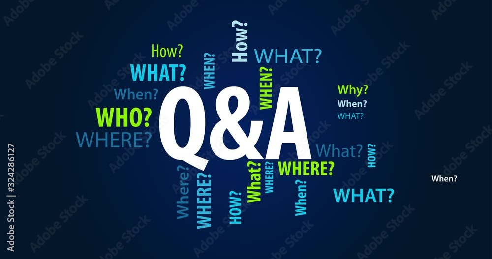 Animated Q&A Word  Cloud on a Blue Background