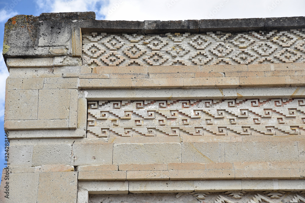 Bas-relief géométrique mixtèque à Mitla, Mexique