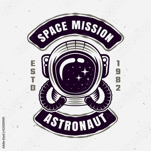 Astronaut space mission vector isolated emblem