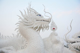 White Chinese dragon decorated on a Chinese dragon sculpture design background