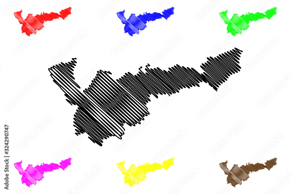 Mohales Hoek District (Districts of Lesotho, Kingdom of Lesotho) map vector illustration, scribble sketch Mohale's Hoek map
