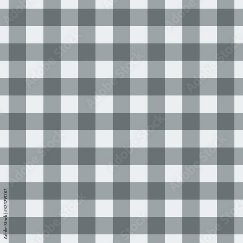 Vector gingham striped checkered blanket tablecloth. Seamless white black table cloth napkin pattern background with natural textile texture. Country fabric material for breakfast or dinner picnic