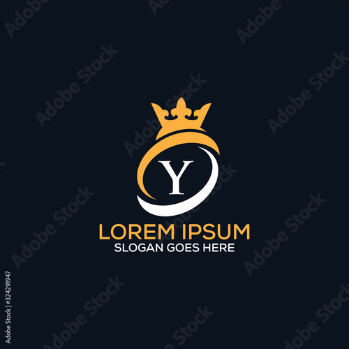 Luxury modern Y letter crown logo design template vector eps