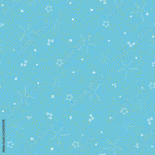 Vector texture ocean surface pattern, underwater summer mood, star fish, sealife textured beachy background. Costal design for your perfect holiday. Nature background. Print, fabric, stationary.