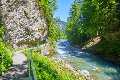 The “Breitachklamm“ is an imposing rock canyon in the Bavarian Alps near “Obersdorf“, Germany. photo