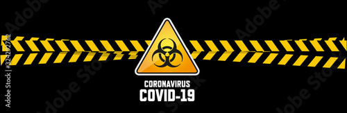Warning coronavirus sign on black banner	