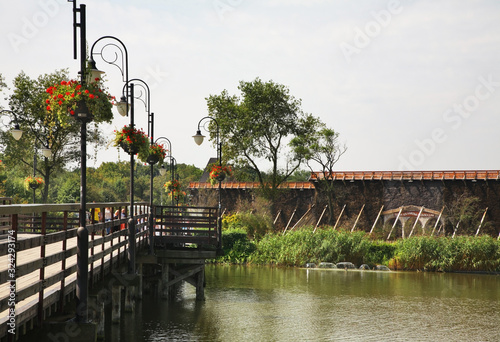 Bridge and Graduation tower (Teznia solankowa) in Inowroclaw. Poland photo