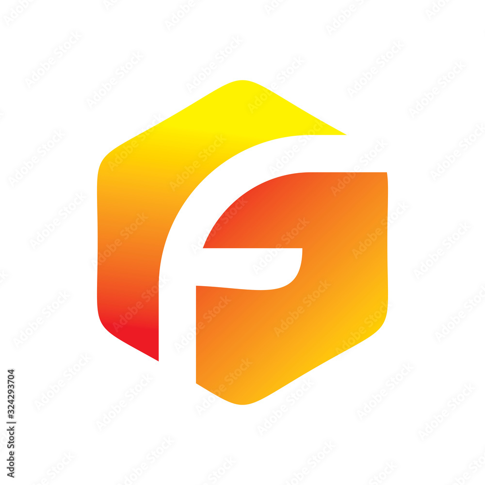 bright creative color hexagon letter f logo design bright creative color hexagon letter f logo design