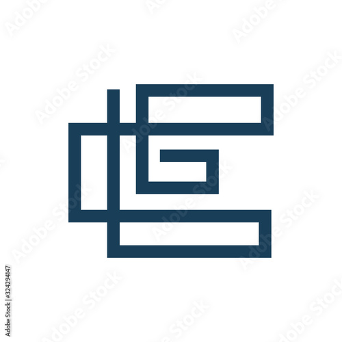 labyrint letter e g color line logo design
