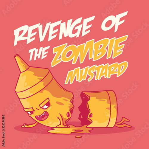 Zombie mustard vector illustration. Party, food, fast food, monster design concept