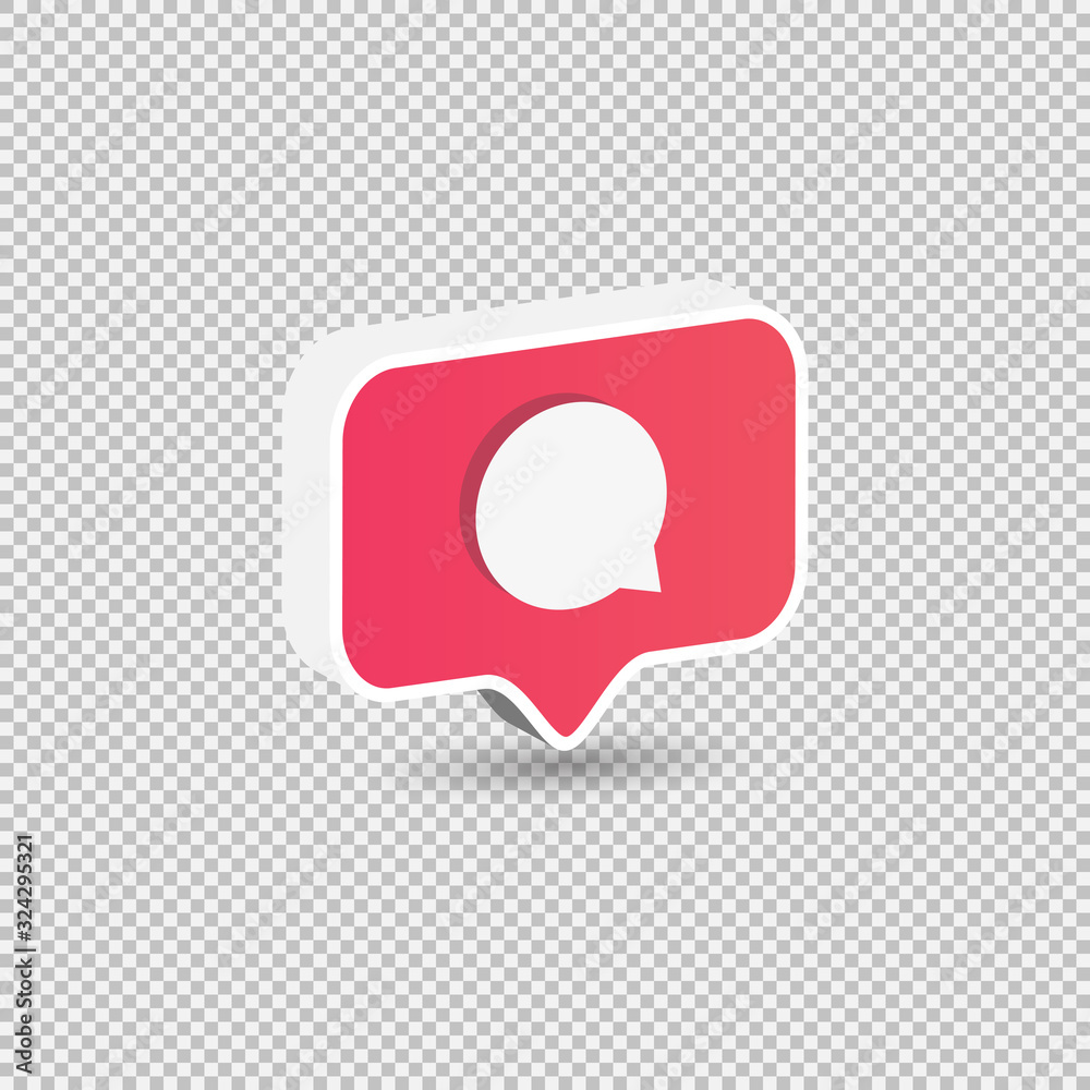 3d isometric comment icon on a red pin isolated on transparent background - vector 3d isometric comment icon on a red pin isolated on transparent background - vector