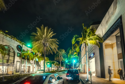 Rodeo Drive in Beverly Hills by night