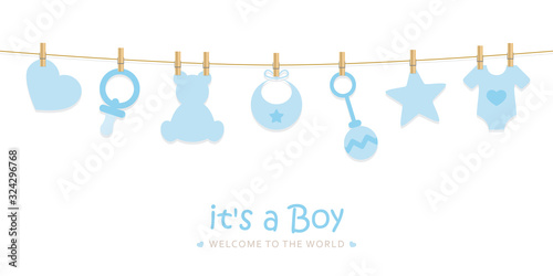 baby shower welcome greeting card for childbirth vector illustration EPS10