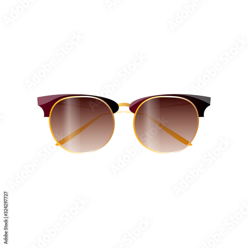 Fashion brown woman sunglasses with yellow gold frames