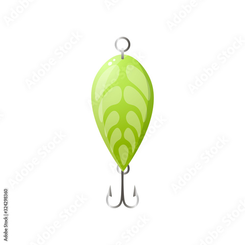 Green metal leaf fishing bait with double hook