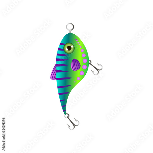 Green gradient fishing bait with fish round form