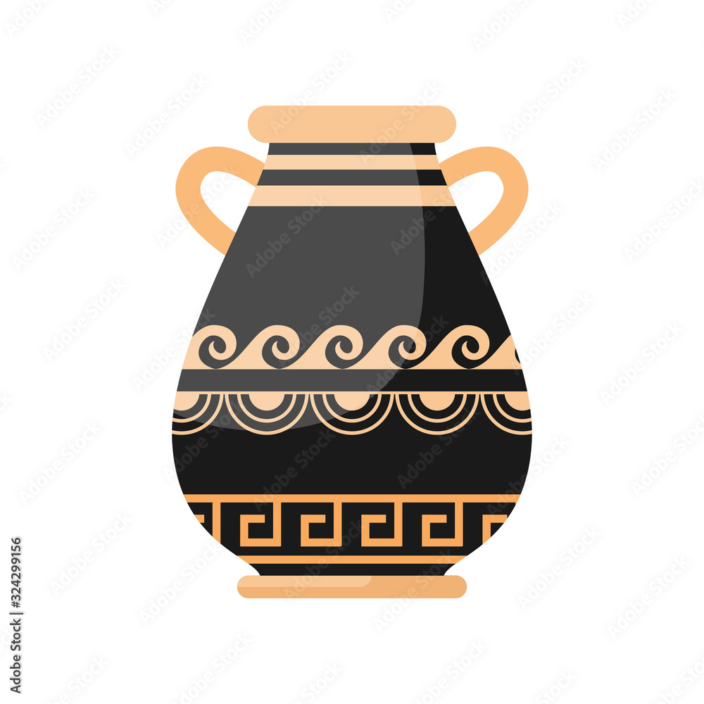 Ancient black yellow color greek wide vase