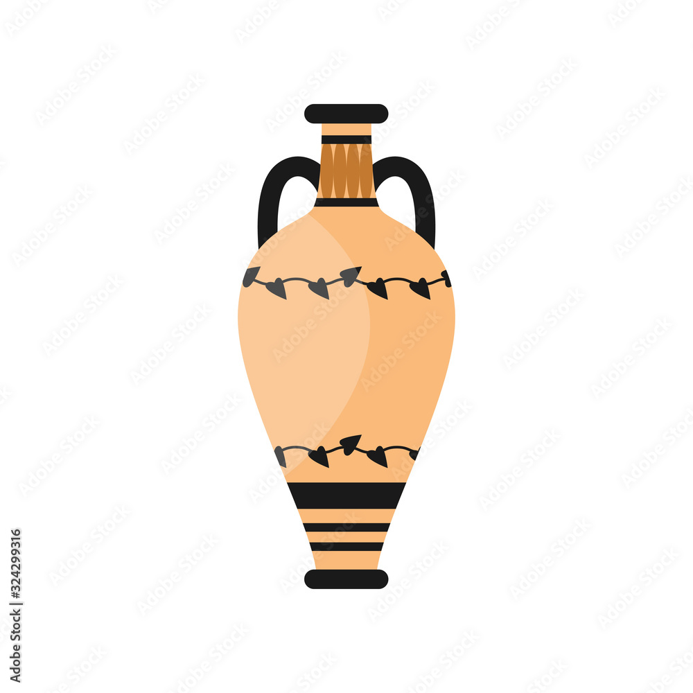 Ancient greek ceramic vase, handle design with old ornament