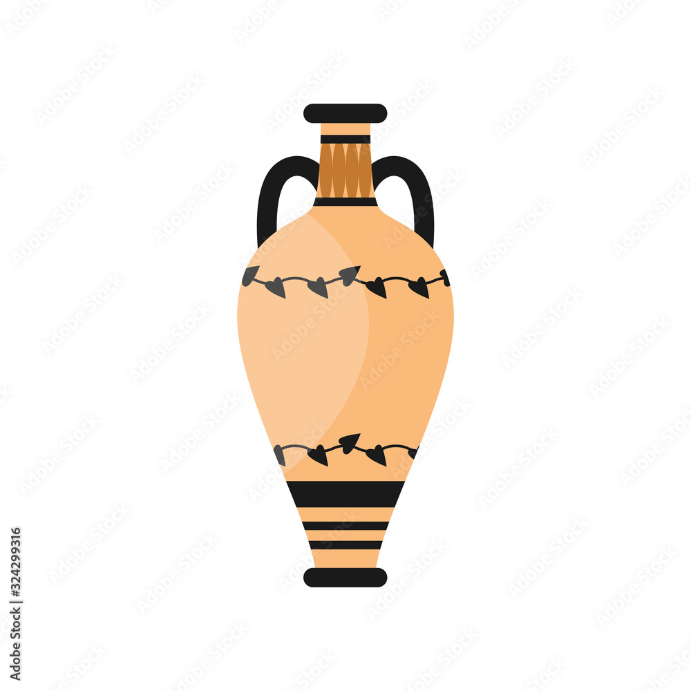 Ancient greek ceramic vase, handle design with old ornament Ancient greek ceramic vase, handle design with old ornament
