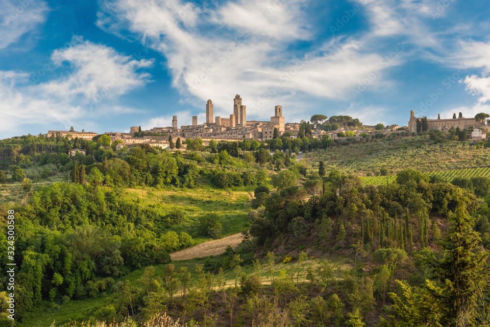 Scenic skyline in the medieval town of San Gimignano, Italy