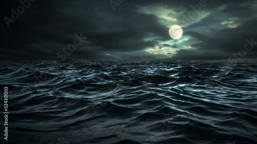 月夜の荒れた海 -night sea-