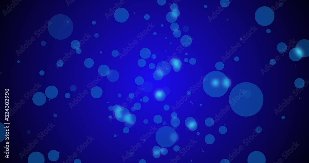Motion graphics star, many golden bubbles on a blue background Motion graphics star, many golden bubbles on a blue background
