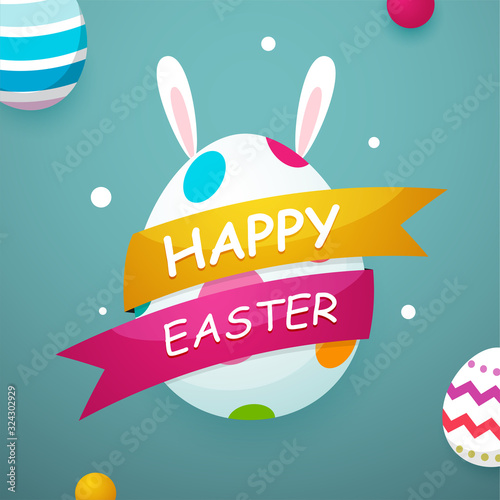 Happy Easter with eggs element. geeting card and poster design. Vector illustration photo