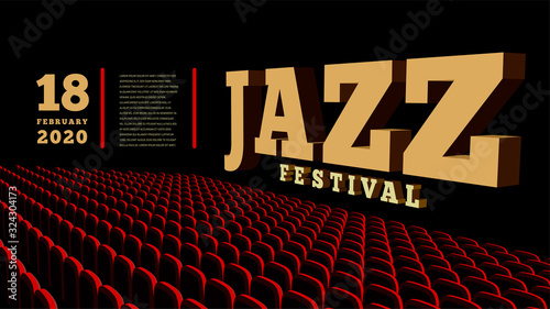 Jazz music festival. Concert Hall. Vector 3d illustration.