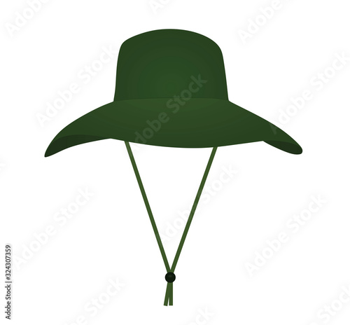Green fishing hat. vector illustration
