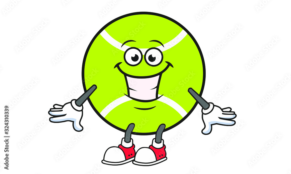 Illustration Vector of tennis ball cartoon characters flat design Perfect for T Shirt design,logo,sticker