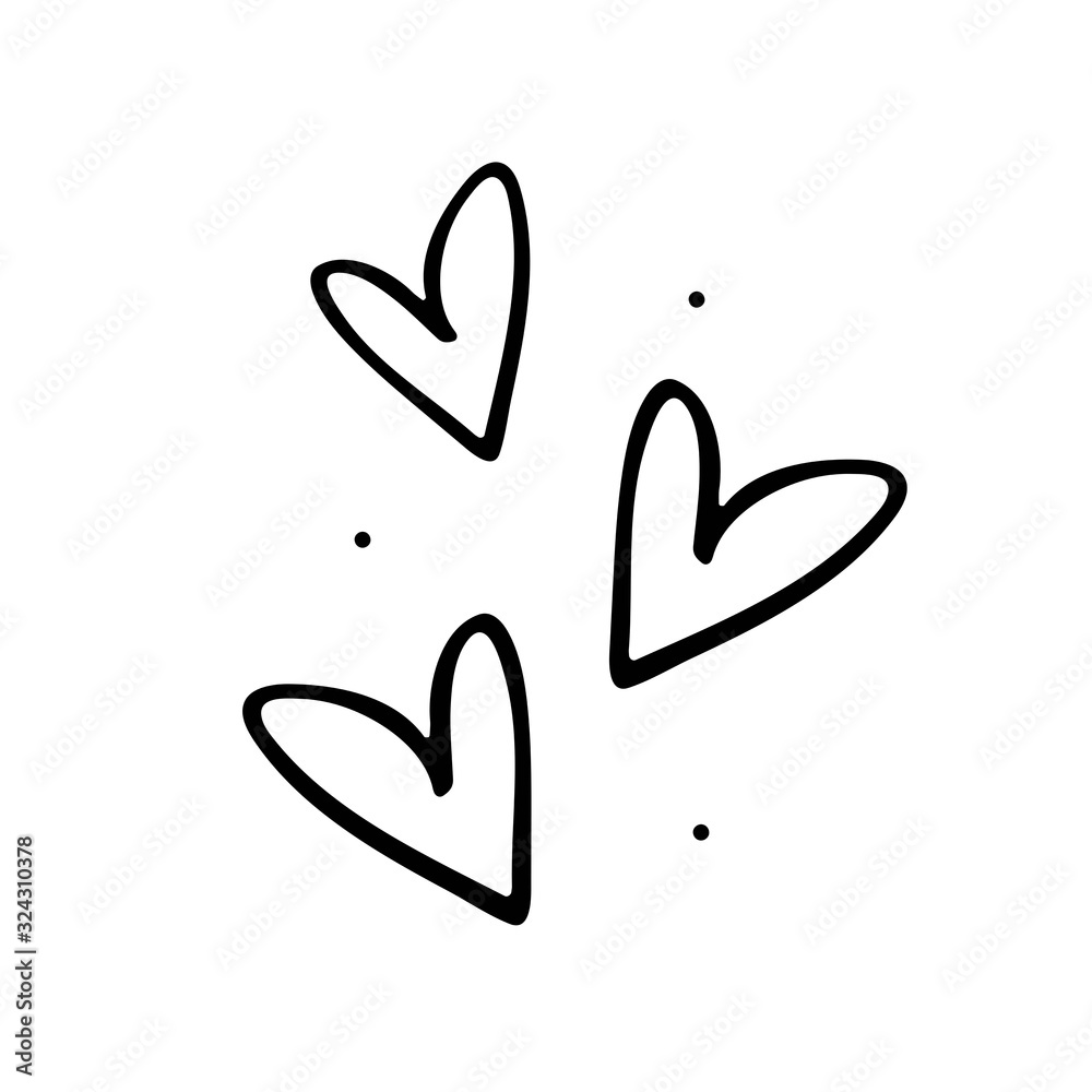 Heart, positive emotion, love doodle hand drawn vector illustration, sticker, icon, design element. Black monochrome design. Isolated on white background. Easy to change color. Feminism design element Heart, positive emotion, love doodle hand drawn vector illustration, sticker, icon, design element. Black monochrome design. Isolated on white background. Easy to change color. Feminism design element
