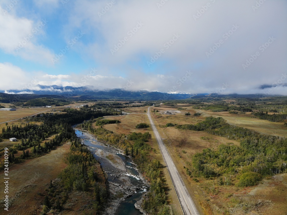 Drone Shot Rocky Mountains Road